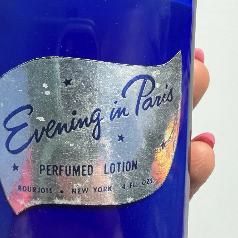 Vintage‎ 1950s EVENING IN PARIS Hand & Body Lotion Cobalt Blue